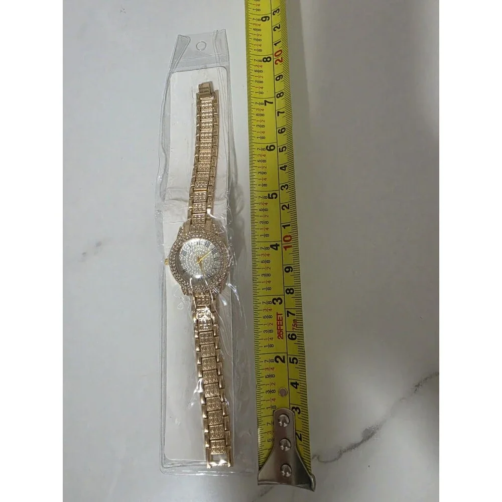 Roman Numeral Quartz Iced Out Rhinestone Watch